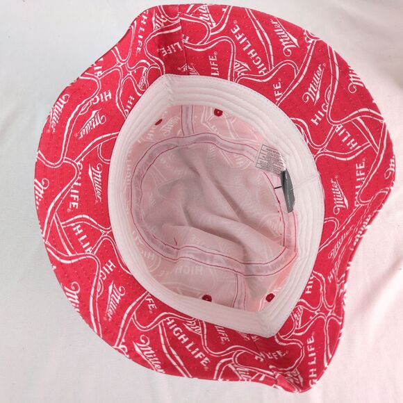 NWT Miller High Life Logo Red Cotton Bucket Hat OSFM Spencer's Party Streetwear - Picture 5 of 8